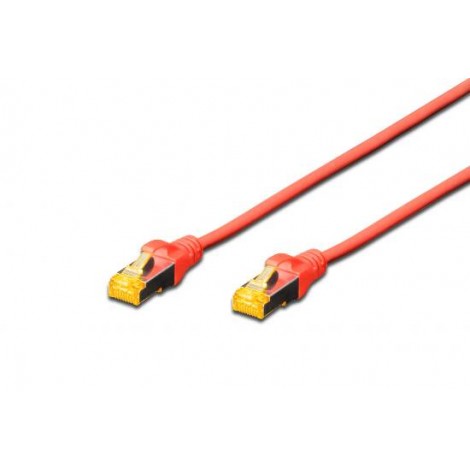 Cavo rete S-FTP cat.6A LSZH 0,5m - Cavo di rete ethernet 4x2 AWG 26/7 doppia schermatura e LSZH, con 2 connettori RJ45 8 poli, lunghezza 0,5mt colore rosso - 1pz
