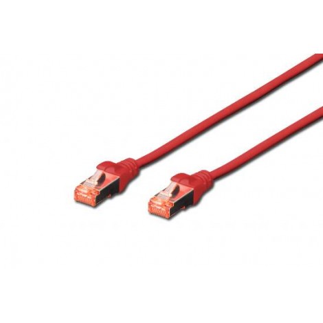 Cavo rete S-FTP cat.6 LSZH 5mt - Cavo di rete ethernet 4 x 2 AWG 27/7 doppia schermatura LSZH, con 2 connettori RJ45 8 poli, lunghezza 5mt colore rosso - 1pz