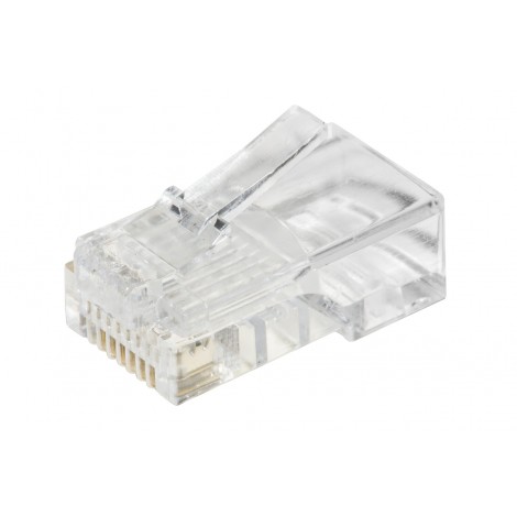 Confezione 100 connettori RJ45 per reti cat 5E UTP, adatti per cavi solidi - 1pz