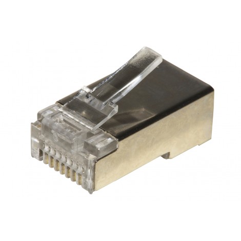 Confezione 100 connettori RJ45 per reti cat 5E FTP, adatti per cavi solidi - 1pz