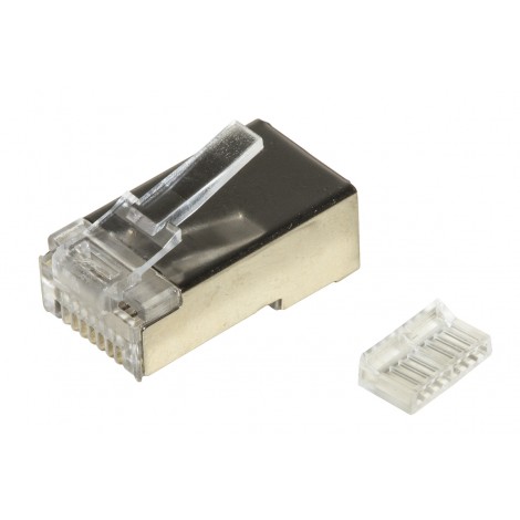 Confezione 100 connettori RJ45 per reti cat 6 FTP con inseritore, adatti per cavi flessibili - 1pz