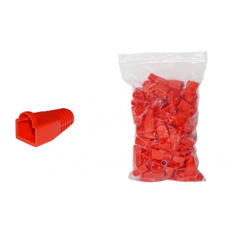 Confezione 100 copriconnettori 6mm per plug RJ45 - Copriconnettori in gomma con protezione per la linguetta adatti per cavi cat 5e/6 colore rosso