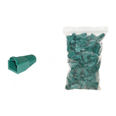 Confezione 100 copriconnettori 6mm per plug RJ45 –  Copriconnettori in gomma con protezione per la linguetta adatti per cavi cat 5e/6 colore verde