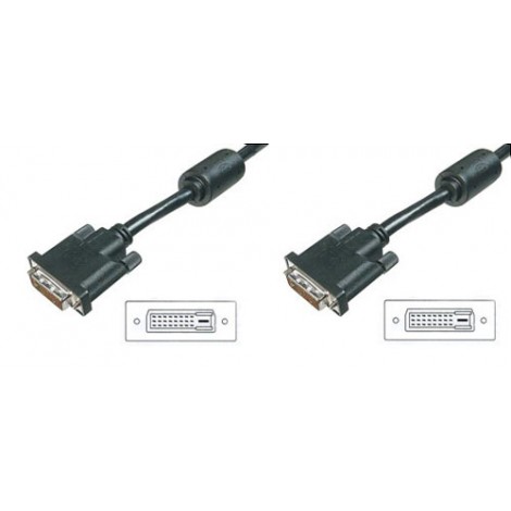 Cavo video DVI dual link 2mt - Cavo video DVI-D 24+1 doppia schermatura e filtro in ferrite antidisturbo per monitor m/m - 1pz
