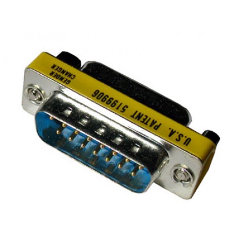 Adattatore mini 15 POLI maschio-maschio - Adattatore di misura ridotta per non creare ingombro, con connettore db d-sub 15 pin. utile per trasformare un connettore femmina in uno maschio - 1pz