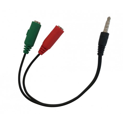 Sdoppiatore audio per microfono e cuffie da pc - Cavo splitter utile per collegare delle cuffie da PC ad uno smartphone o un tablet ha 1 connettore JACK 3,5mm maschio e 2 connettori JACK 3,5mm femmina - 1pz