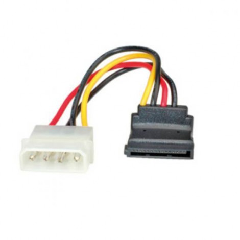 Adattatore da MOLEX a SATA 90 gradi 15cm - Cavetto adattatore interno di alimentazione con 1 connettore SATA a 90 gradi e 1 connettore MOLEX maschio 4 poli, lunghezza cavo 15cm - 1pz