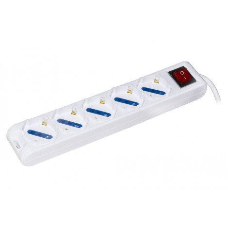 Multipresa 5 prese universali ita/schuko 10A - spina 10A con interruttore, lunghezza cavo 1,5mt - 1pz
