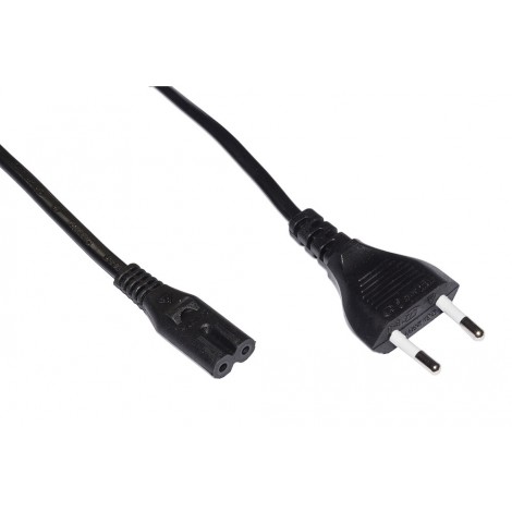 Cavi di alimentazione, Euro - C7, noto anche come "Euro 8" utilizzabile per collegare i dispositivi Home Entertainment come notebook, stampanti, hard disk esterni e varie console, lunghezza cavo 1,8m - 1pz