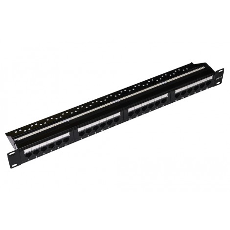 Link Pannello patch 19" UTP 24 porte RJ45 cat.6 - Pannello patch 1 unita` non schermato con 24 connettori RJ45 cat.6 con targhette per identificare le porte - 1pz