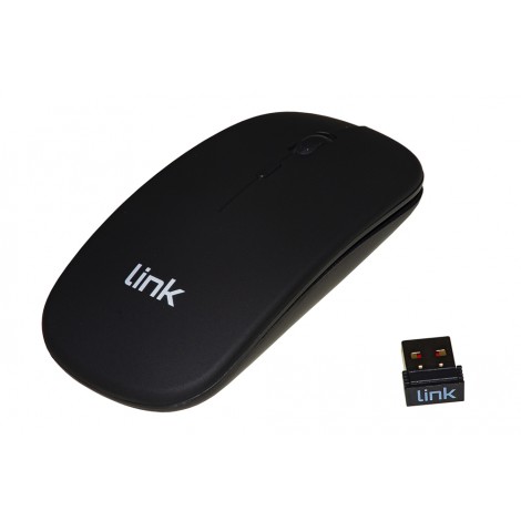 Mouse wireless slim con 3 tasti, sensore ottico da 800/1200/1600 DPI, raggio d`azione fino a 10mt, batteria ricaricabile - 1pz