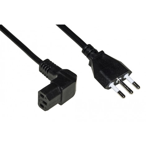 Cavo alimentazione spina italiana tripolare 10A - presa 90 gradi iec mt.1.8 - 1pz