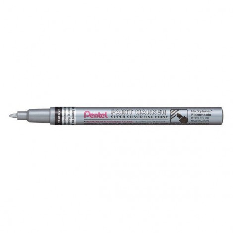 Amiko - Marcatore permanente a vernice base olio, resistente all`acqua, punta 2,9mm tratto 1,5mm colore argento - Prezzo singolo, ord. minimo 12pz