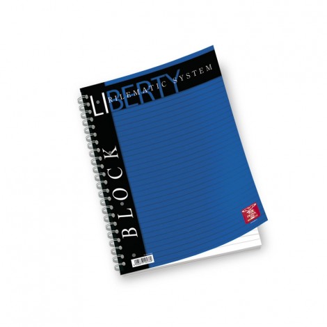 Pigna Liberty block - Blocco spiralato - Spirale laterale, 80 fogli, fori laterali, copertina patinata plastificata 240gr A4 1R righe - Prezzo singolo, ord. minimo 5pz