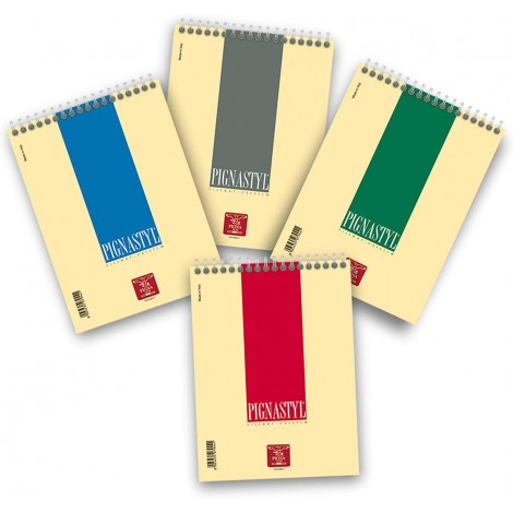 Pignastyl - Blocco spiralato - Spirale in testa, 60 fogli, copertina patinata plastificata 300gr A5 quadretti 5mm - Prezzo singolo, ord. minimo 10pz