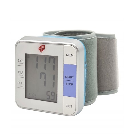 Sfigmomanometro automatico - Misuratore di pressione digitale automatico da polso, per uso domestico e ospedaliero, batterie escluse