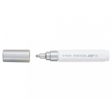 Pilot Pintor Metal – Marcatore permanente con inchiostro pigmentato opaco a base d`acqua, punta 4,5mm tratto 1,5-2,2mm colore argento – Prezzo singolo, ord. minimo 6pz