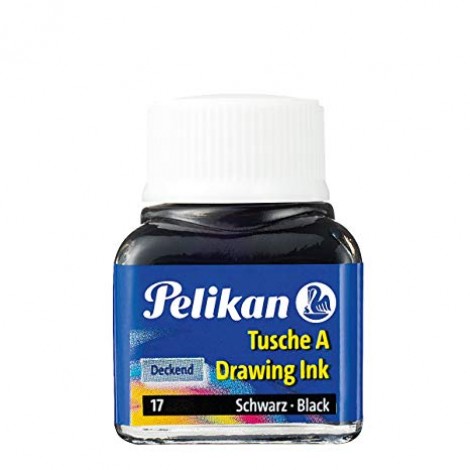 Pelikan Inchiostro di China 523, resistente all`acqua e allo strofinamento colore nero perla 10ml