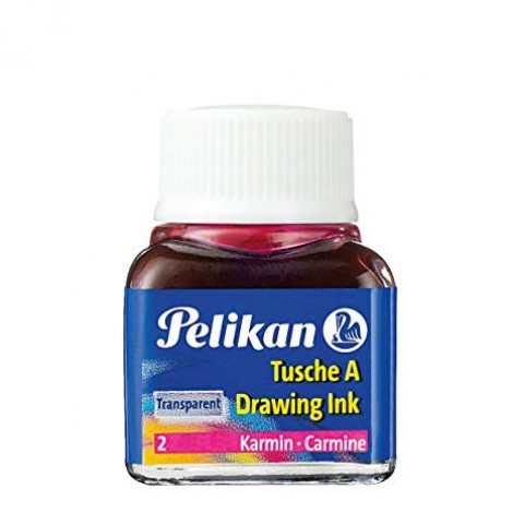 Pelikan Inchiostro di China 523, resistente all`acqua e allo strofinamento colore rosso carminio 10ml