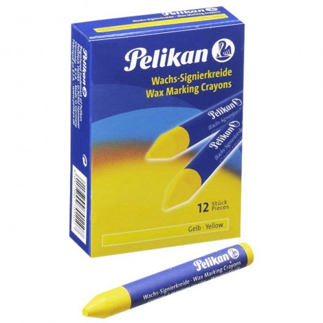 Pelikan Astuccio con 12 pastelli industriali, sono adatti per tracciare e scrivere su superfici ruvide come metallo anche sottoposto a calore, cartone, legno asciutto tratto 2mm colore giallo