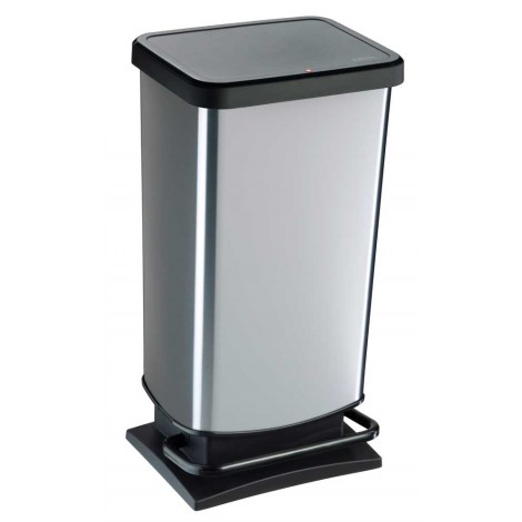 Cestino con apertura a pedale e chiusura soft, 40 litri colore grigio