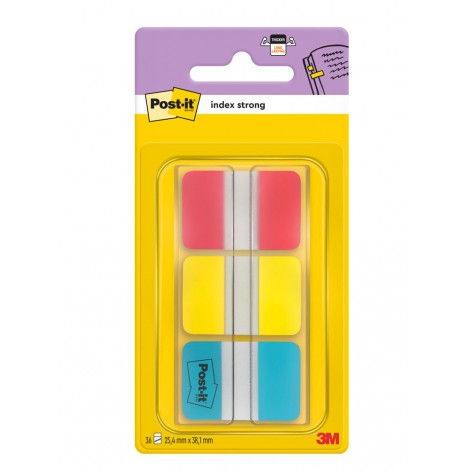 Segnapagina Post-it Index Strong 686 Medium 25,4x38,1mm - 198 segnapagina Srong 686-RYB (giallo, rosso, blu) 3x66fg - 3pz