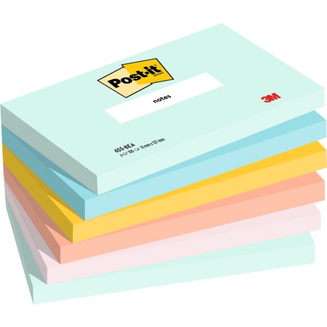 Foglietti post-it Colori Beachside 655 76x127mm (verde menta fresca, acqua, arancio papaya, giallo sole, rosa sale) - 6pz