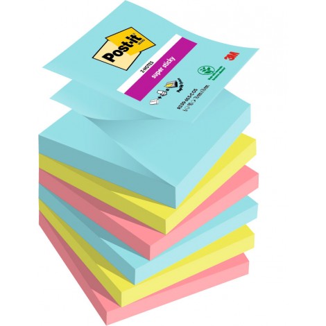 Foglietti post-it Super Sticky Foglietti Colorati R330-6SS Cosmic 76x76mm (acqua, verde acido, rosa tropicale, rosa guava) - 6pz