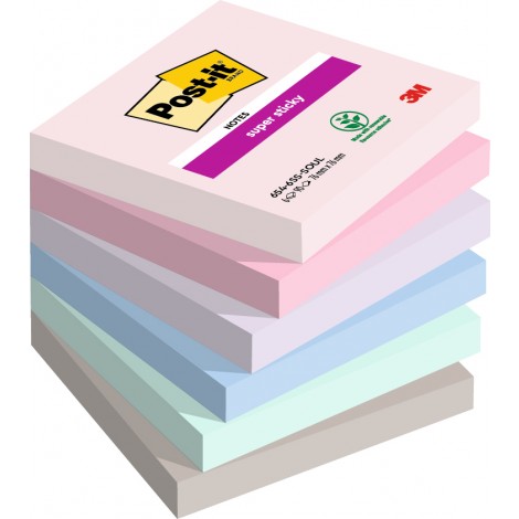 Foglietti 654 Soulful 76x76mm (rosa sale, rosa fenicottero, lavanda, blu jeans, verde menta fresca, grigio pietra) - 6pz