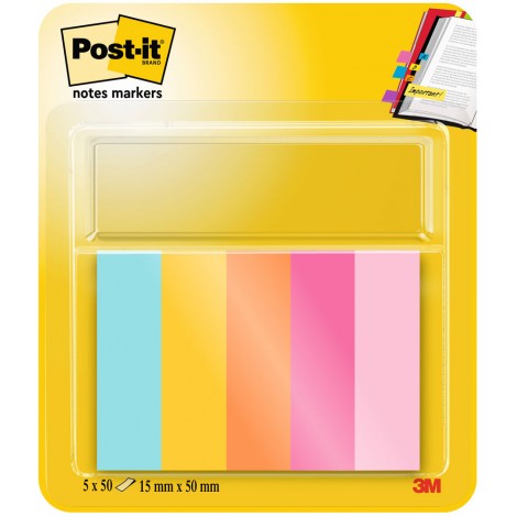 Segnapagina Post-it in carta Index 15x50mm - 250 segnapagina 670-5-BEA (rosa, giallo, arancione, blu) - 1pz