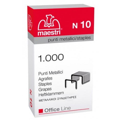 Punti per cucitrice N10 - Scatola 1000 punti in filo metallico, lunghezza gamba 4,7mm per cucire fino a 15 fogli - Prezzo singolo, ord. minimo 10pz