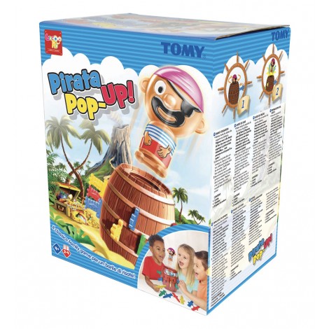 GIOCORO' Pirata Pop-up - E` in arrivo un grande barile pieno di risate con il Pirata Pop Up! Posiziona il pirata nel suo barile e, a turno, infila le spade nelle fessure. Quale sarà la spada che farà saltare il pirata fuori dal barile? - CONTENUTO. 1 pirata, 1 botte, 24 spade colorate - giocatori 2-4, 4+ anni