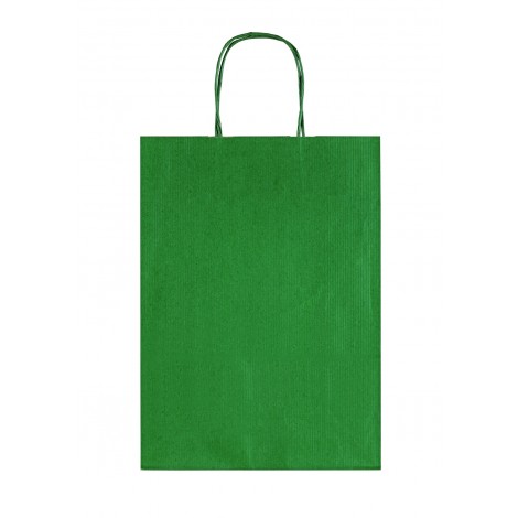 Allegra dark - Borsa in carta kraft tinta unita, finitura goffrata, formato 26x36x12cm colore verde
