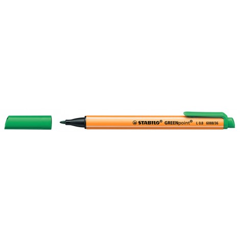 Stabilo Green point - Penna con punta in fibra, fusto in materiale riciclato al 98% colore verde - Prezzo singolo, ord. minimo 10pz
