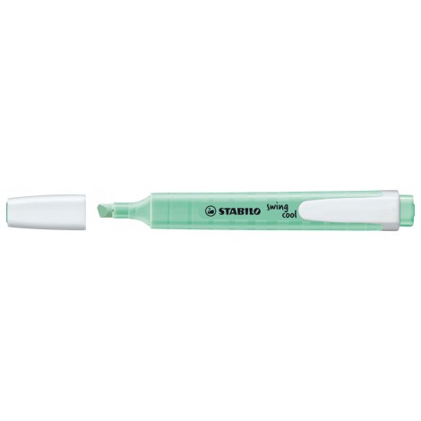 Evidenziatore SWING COOL PASTEL, punta a scalpello, inchiostro a base d`acqua e cappuccio ventilato, resistente fino a 24h tratto 4mm colore verde menta
