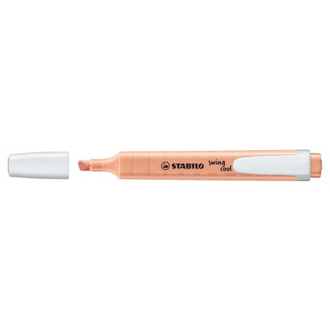Evidenziatore SWING COOL PASTEL, punta a scalpello, inchiostro a base d`acqua e cappuccio ventilato, resistente fino a 24h tratto 4mm colore rosa pesca