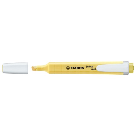 Evidenziatore SWING COOL PASTEL, punta a scalpello, inchiostro a base d`acqua e cappuccio ventilato, resistente fino a 24h tratto 4mm colore giallo banana