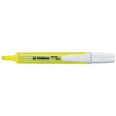 Evidenziatore SWING COOL PASTEL, punta a scalpello, inchiostro a base d`acqua e cappuccio ventilato, resistente fino a 24h colore giallo