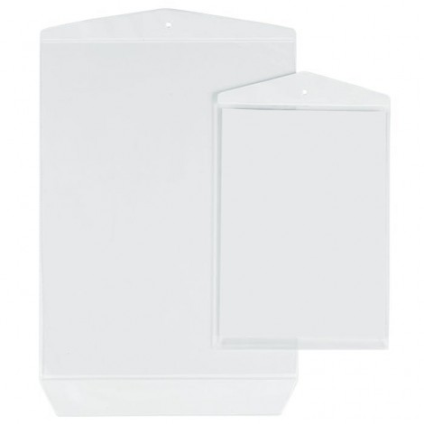 Buste porta,APPENDICARTELLO avvisi A5 - 15x21cm - Buste in PVC con foro rinforzato, patella di chiusura dal basso, formato A5 - 10pz