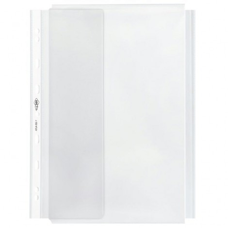 Buste forate ATLA GS P A4 - 21x29,7cm - Buste in PPL forate, finitura a buccia d`arancia, formato utile 21x29,7cm, altissimo spessore, con patella di chiusura, confezione da 10pz