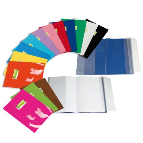 Cover Maxi L F - Foderina per maxiquaderni - In PVC con 2 tasche per inserimento quaderno e finestrino con etichetta colore nero - Prezzo singolo, ord. minimo 25pz