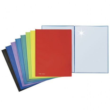 Portalistini Asso, 20 buste 22x30cm - Portalistini in PPL con 20 buste, copertina il PVC, formato 22x30cm, finitura liscia colore rosso - 1pz