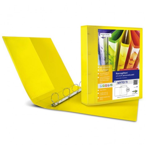 Raccoglitori personalizzabili Myto TI 22x30cm dorso 2,5cm colore giallo -Raccoglitore 4 anelli a D da 17mm, tasca trasparente interna - 1pz