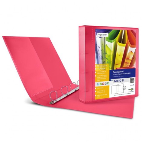 Raccoglitori personalizzabili Myto TI 22x30cm dorso 4cm colore rosso - Raccoglitore 4 anelli a D da 30mm, tasca trasparente interna - 1pz