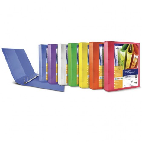 Raccoglitori personalizzabili Myto TI 22x30cm colori assortiti - Raccoglitore 4 anelli a D da 30mm, tasca trasparente interna dorso 4cm colori assortiti - 1pz