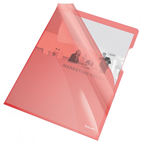Cartelline a L in PVC A4 – 21×29,7cm, con apertura laterale per facilitare l`inserimento o l`estrazione colore rosso – 25pz
