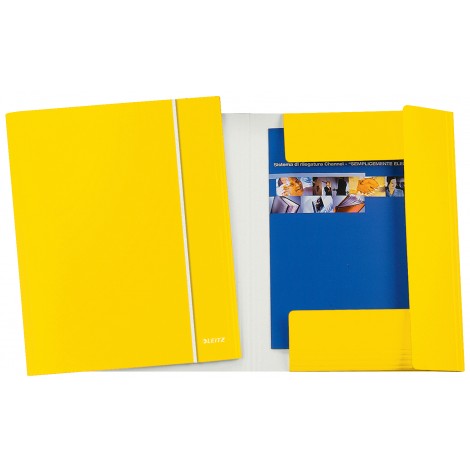 Leitz Wow - Cartellina a 3 lembi con elastico, cartone 80gr dorso 7mm colore giallo . Prezzo singolo, ord. minimo 5pz