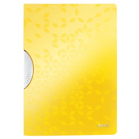 Leitz Wow - Cartellina clip - Cartellina con chiusura a clip, in PPL, formato 22x30cm, capacita` 30 fogli dorso 8mm colore giallo