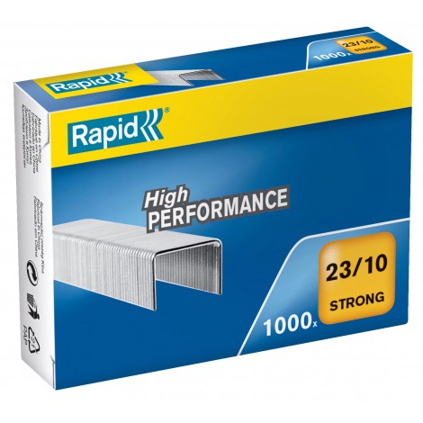 Rapid 23/10 Strong - Punti per cucitrici - Scatola 1000 punti in filo metallico robusto, lunghezza gamba 10mm per cucire fino 70 fogli - Prezzo singolo, ord. minimo 5pz