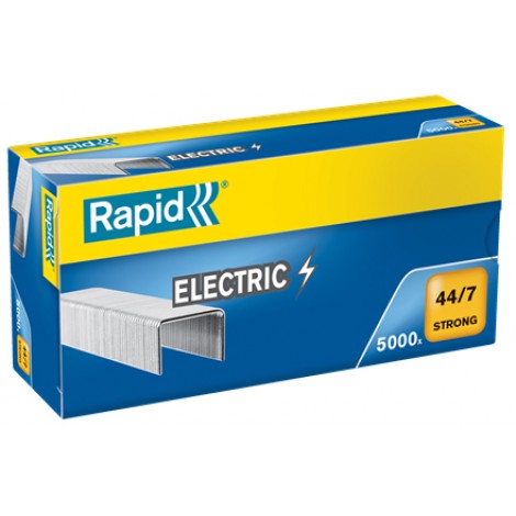 44/7 Strong Electric - Punti per cucitrici - Scatola 5000 punti in filo metallico extra strong, lunghezza gamba 7mm per cucire fino a 30 fogli - Prezzo singolo, ord. minimo 5pz